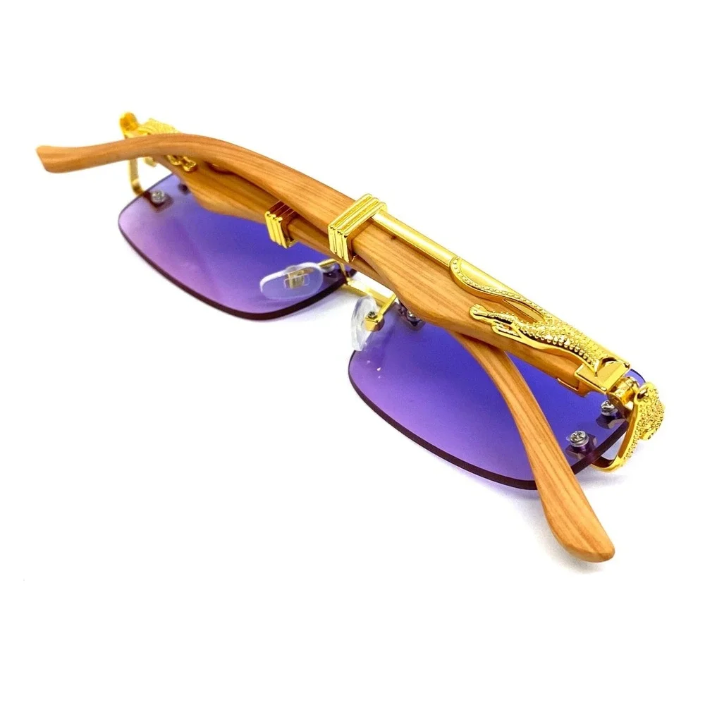 Mens Rimless Rectangle Sunglasses Sophisticated Darkened Vision Protectors Shape
